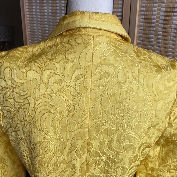 Yellow Floral Embossed Oriental Style Jacket Asian Inspired Cropped  size Small‎ - Picture 11 of 15